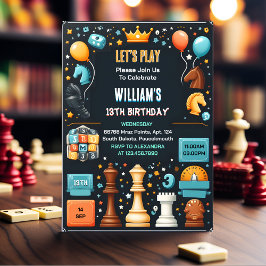 The Chess King and Queen Game Night 13. Geburtstag Einladung