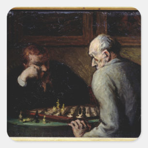 The Chess Players, c.1863-67 Quadratischer Aufkleber