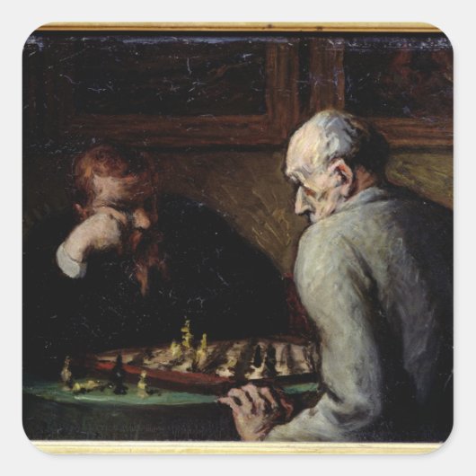 The Chess Players, c.1863-67 Quadratischer Aufkleber (Vorderseite)
