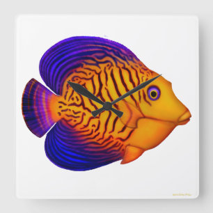 The Chevron Tang Reef Fish Wall Clock Quadratische Wanduhr