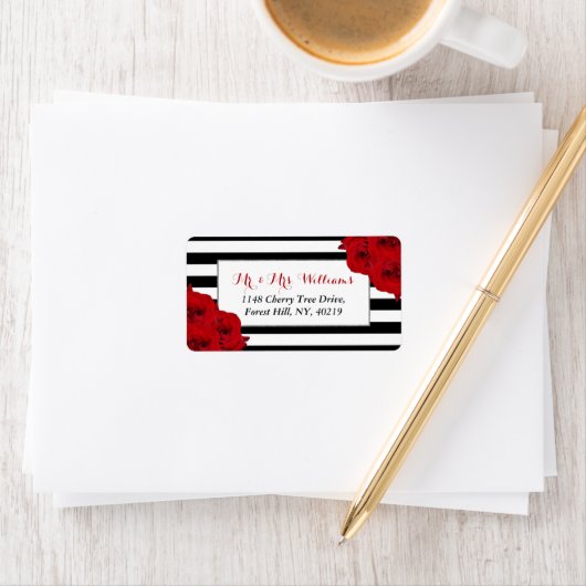 The Chic Modern Luxe Wedding Collection - Rote Ros Adressaufkleber (Insitu)