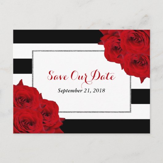 The Chic Modern Luxe Wedding Collection - Rote Ros Ankündigungspostkarte (Vorderseite)