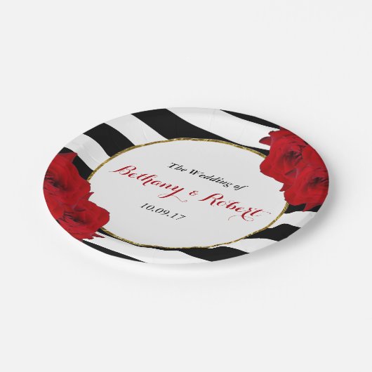 The Chic Modern Luxe Wedding Collection - Rote Ros Pappteller (Schrägansicht)