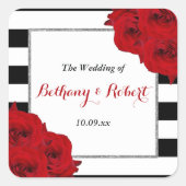 The Chic Modern Luxe Wedding Collection - Rote Ros Quadratischer Aufkleber (Vorderseite)