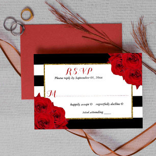 The Chic Modern Luxe Wedding Collection - Rote Ros RSVP Karte