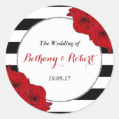 The Chic Modern Luxe Wedding Collection - Rote Ros Runder Aufkleber (Vorderseite)