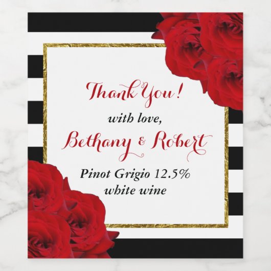 The Chic Modern Luxe Wedding Collection - Rote Ros Weinetikett (Einzelnes Label)