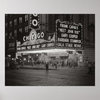 The Chicago Theater at Night 1941 Vintages Foto Poster