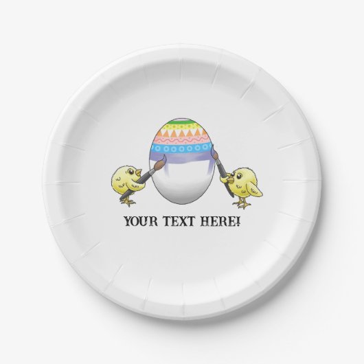 The chickens paint a colorful Easter egg Pappteller (Vorderseite)