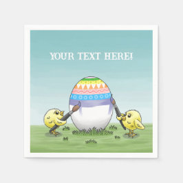 The chickens paint a colorful Easter egg Serviette