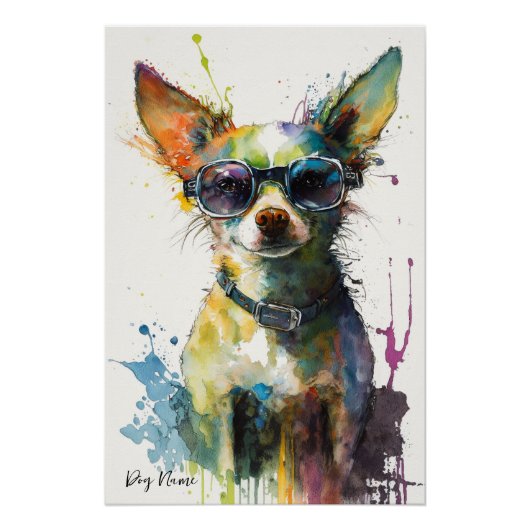 The Chihuahua Dog With Sunglasses - Composition007 Poster (Vorderseite)