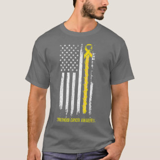 The Chilhood Cancer Awareness America Flag Gold Ri T-Shirt