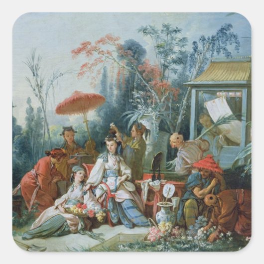 The Chinese Garden, c.1742 Quadratischer Aufkleber (Vorderseite)