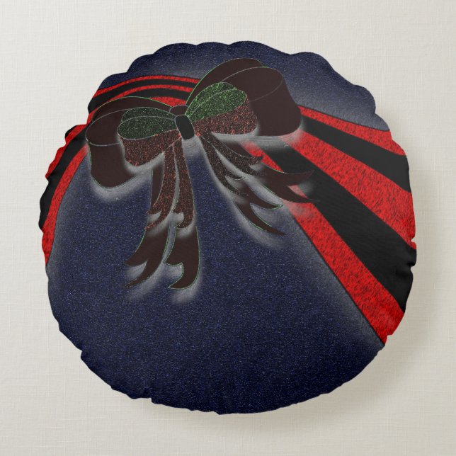 The Christmas Bow - Rundes Kissen (Vorderseite)