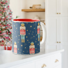 The Christmas Nutcracker Gold Starry Night Blue Zweifarbige Tasse
