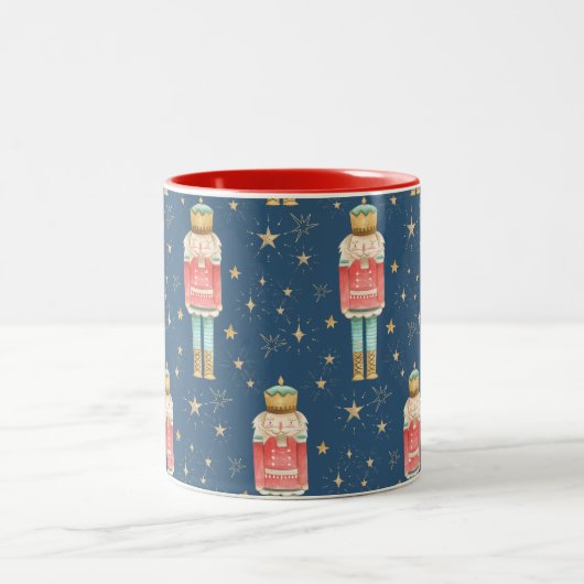 The Christmas Nutcracker Gold Starry Night Blue Zweifarbige Tasse (Mittel)