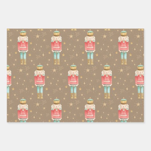 The Christmas Nutcracker Gold Stars Kraft Geschenkpapier Set (Vorderseite)