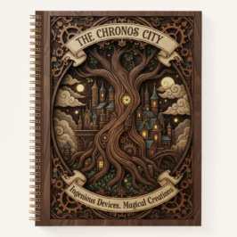 The Chronos City Steampunk Tree Wood Carved  Notizblock