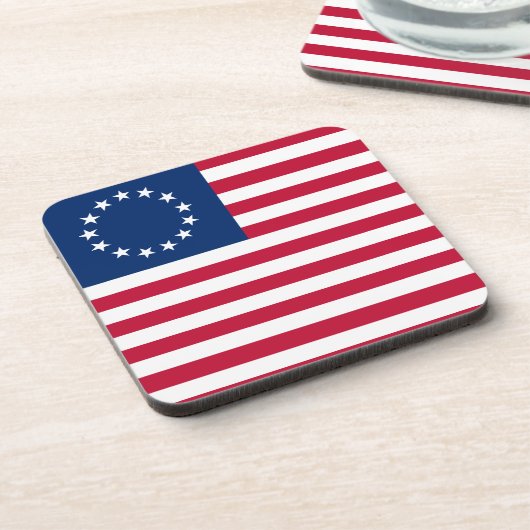 The Circle of Stars, American Flag by Betsy Ross Getränkeuntersetzer (Linke Seite)