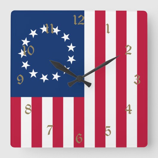 The Circle of Stars, American Flag by Betsy Ross Quadratische Wanduhr (Vorderseite)