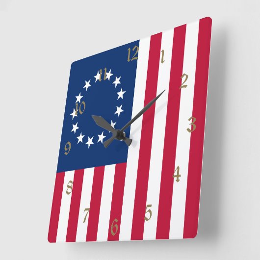 The Circle of Stars, American Flag by Betsy Ross Quadratische Wanduhr (Winkel)