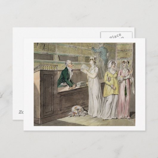 The Circululation Library (Pen, Tinte, w/c und w) Postkarte (Vorne/Hinten)