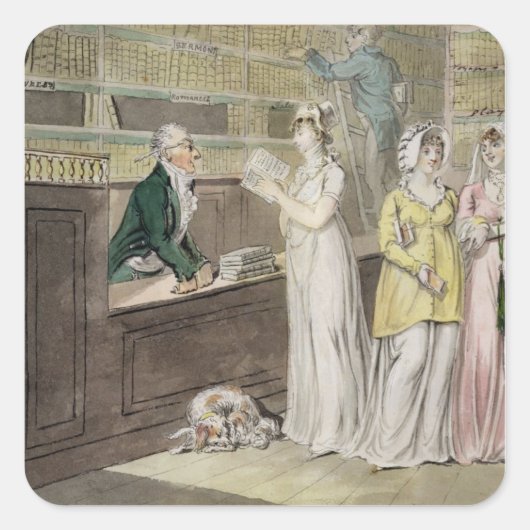 The Circululation Library (Pen, Tinte, w/c und w) Quadratischer Aufkleber (Vorderseite)