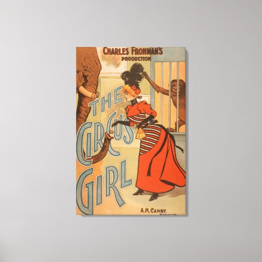 The Circus Girl - Fütternd Elefant und Affe Leinwanddruck (Vorderseite)