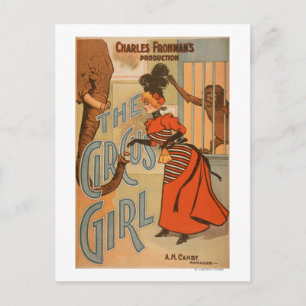 The Circus Girl - Fütternd Elefant und Affe Postkarte