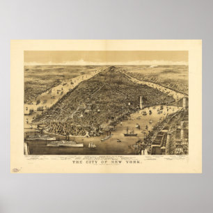 The City of New York by Currier & Ives (1886) Poster