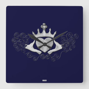The Claddagh (Silver) Quadratische Wanduhr