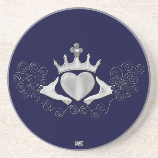 The Claddagh (Silver) Sandstein Untersetzer (Vorne)