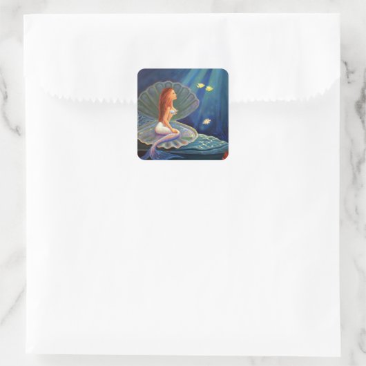The Clamshell Mermaid - Square Stickers (Tasche)