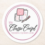 The Classic Coord  Runder Pappuntersetzer<br><div class="desc">The Classic Coord coaster features a light pink background,  and you can change the logo to your company's.</div>