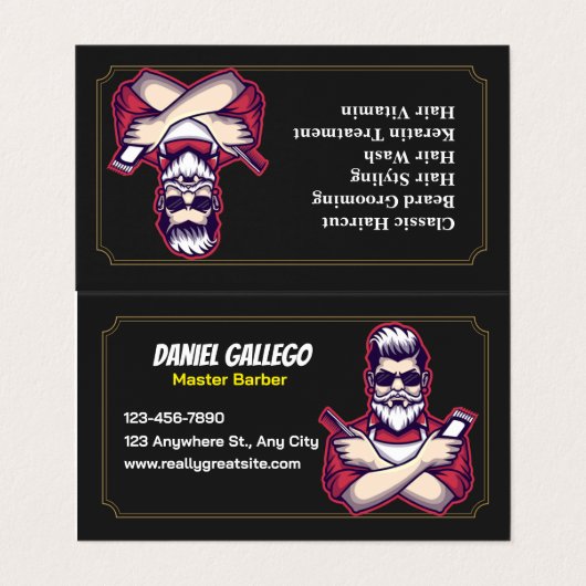 The Classic Cut Barber Visitenkarten (Außenseite Aufgefaltet)