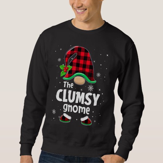 The Clumsy Gnome Buffalo Plaid Christmas Matching Sweatshirt (Vorderseite)