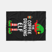 The Coffee Drinking Elf Matching Family Christmas  Fleecedecke (Vorderseite (Horizontal))