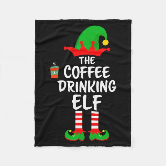 The Coffee Drinking Elf Matching Family Christmas Fleecedecke (Vorderseite)