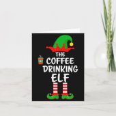 The Coffee Drinking Elf Matching Family Christmas  Karte (Vorderseite)