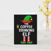 The Coffee Drinking Elf Matching Family Christmas Karte (Gelbe Blume)