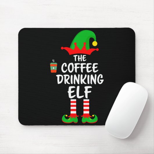 The Coffee Drinking Elf Matching Family Christmas  Mousepad (Mit Mouse)