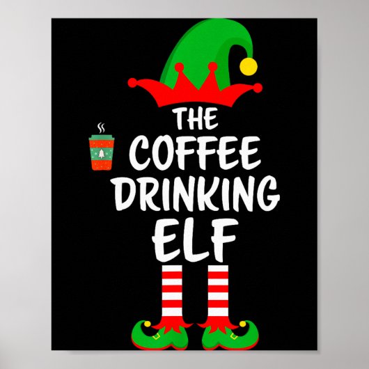 The Coffee Drinking Elf Matching Family Christmas Poster (Vorne)
