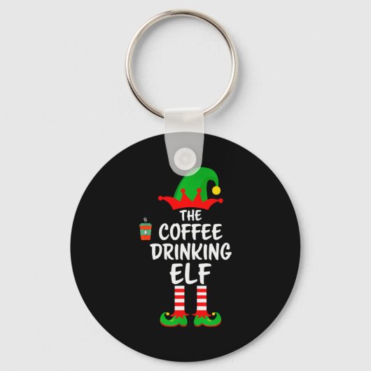 The Coffee Drinking Elf Matching Family Christmas Schlüsselanhänger (Vorderseite)