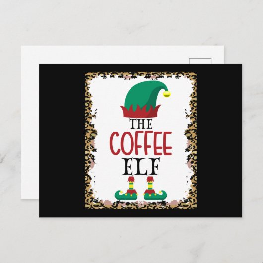 The Coffee Elf Leopard Elf Christmas Gift Postkarte (Vorne/Hinten)