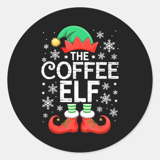 The Coffee Elf Shirt Men Women Family Matching Chr Runder Aufkleber (Vorderseite)