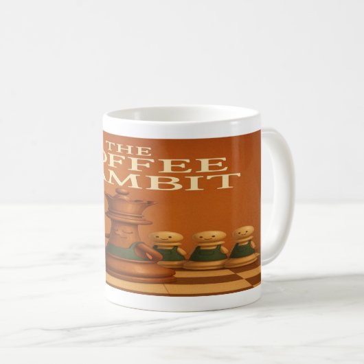 The Coffee Gambit: Cute Chess Mug Kaffeetasse (VorderseiteRechts)