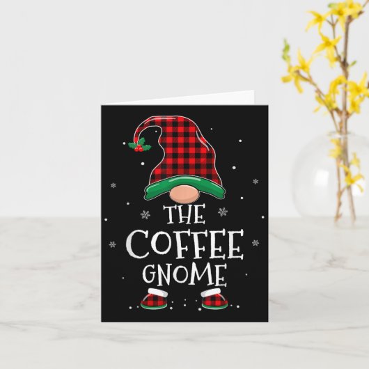 The Coffee Gnome Xmas Family Matching Plaid Christ Karte (Gelbe Blume)