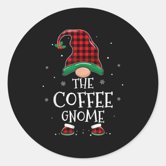 The Coffee Gnome Xmas Family Matching Plaid Christ Runder Aufkleber (Vorderseite)