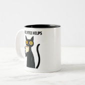 The Coffee Helps – Cute Black Cat Coffee Mug Zweifarbige Tasse (Vorderseite Links)