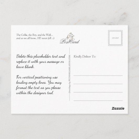 The Collie, the Boy and the Well - Funny Postkarte (Rückseite)